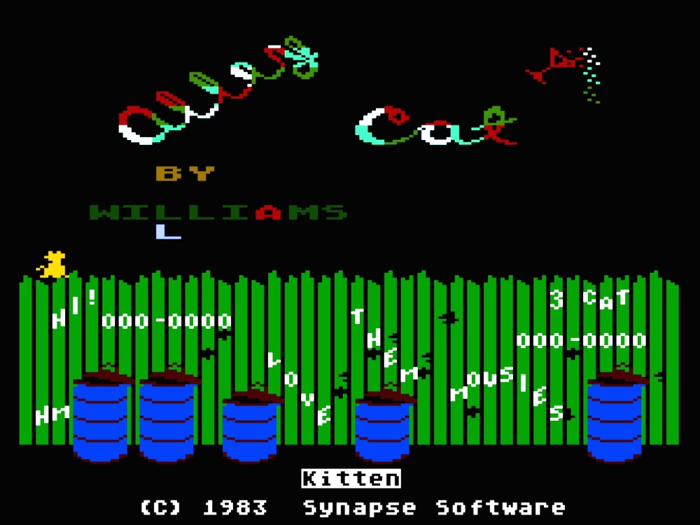 Title Screen of Alley Cat for Atari 8 Bit